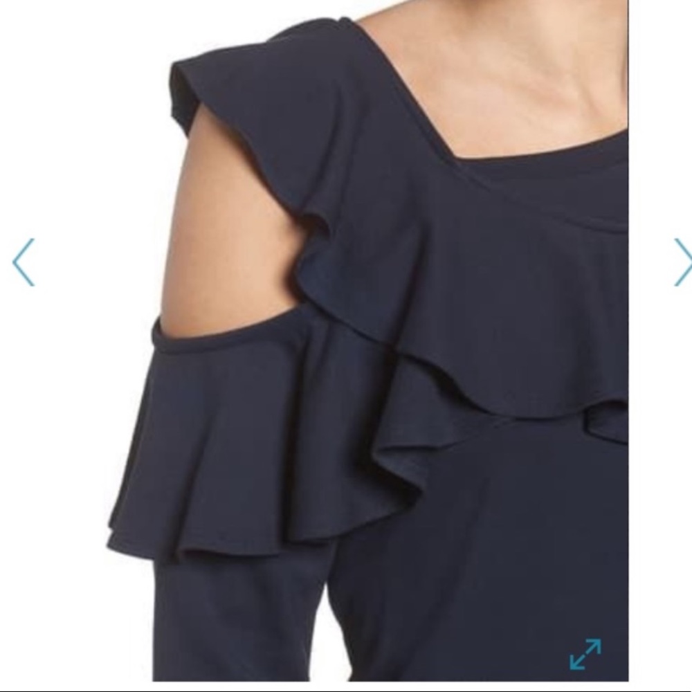 HALOGEN Cold Shoulder Ruffle Sweater - Picture 14 of 15